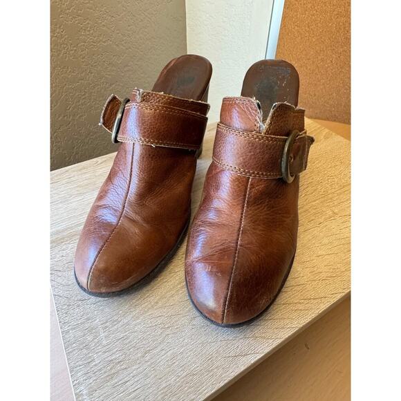 BOC Brown Leather Heeled Mules - Size 8 - Picture 1 of 10